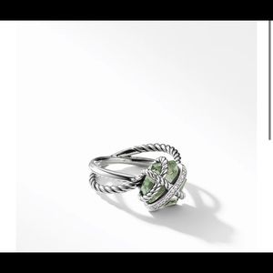 David Yurman Cable Wrap Prasiolite Ring with Diamonds size 5.5